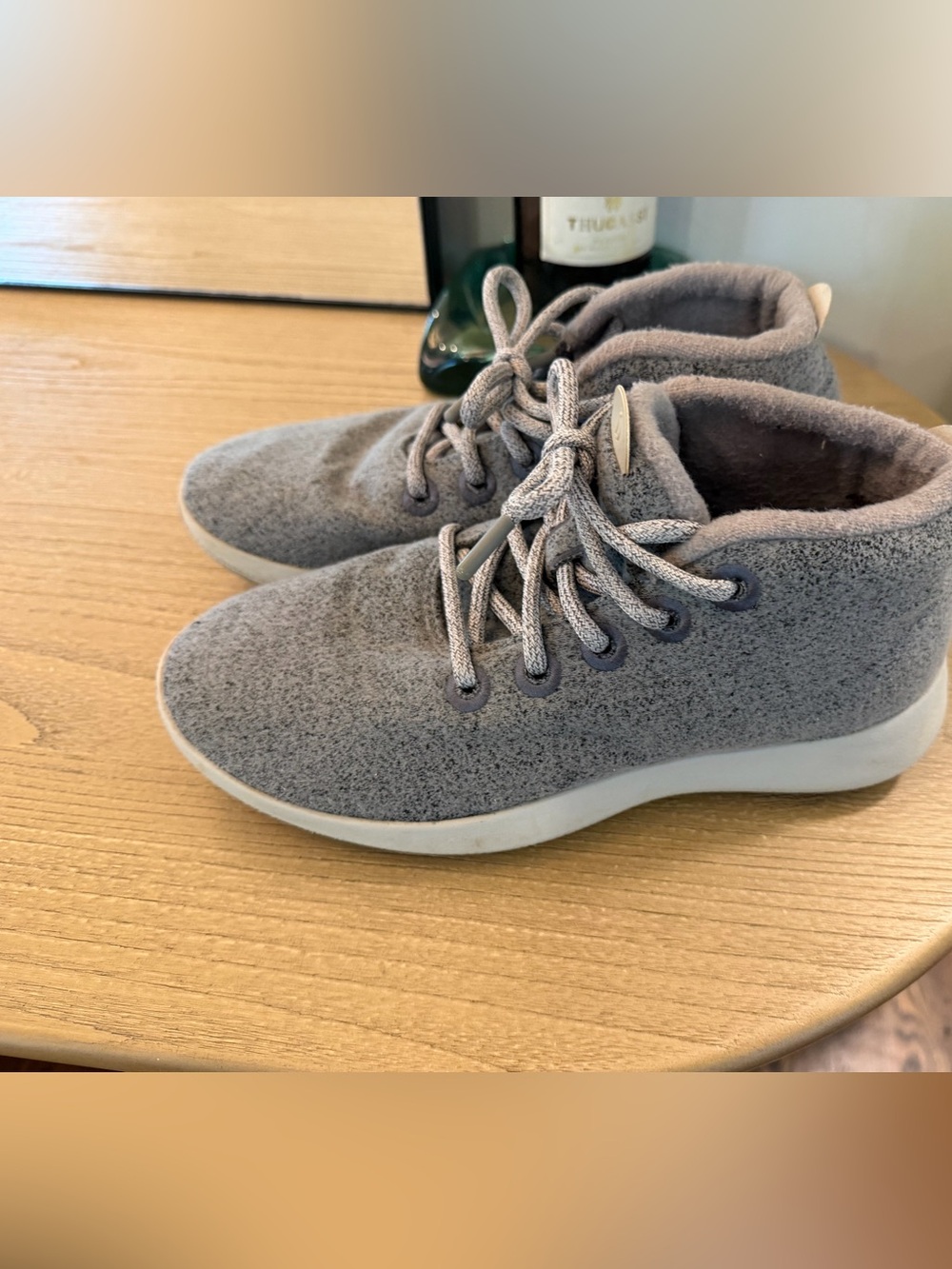 allbirds Mens ankle Grey Fleece Lace-Up Sneakers 8